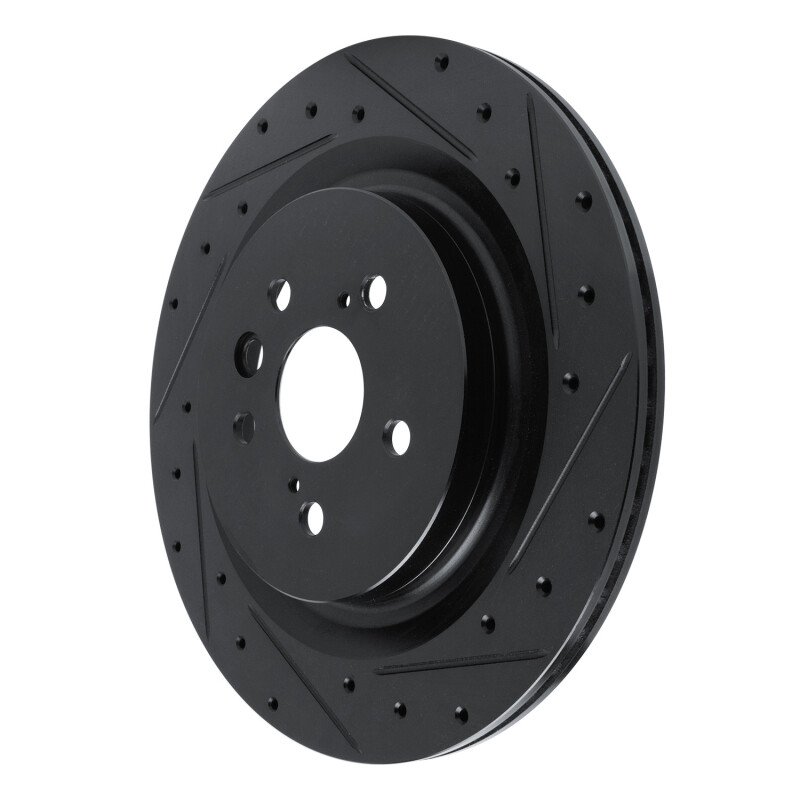 Lexus RX450h Brake Rotor (1) - Rear Right - R1 Concepts - Drilled & Slotted - Black - `20-`25